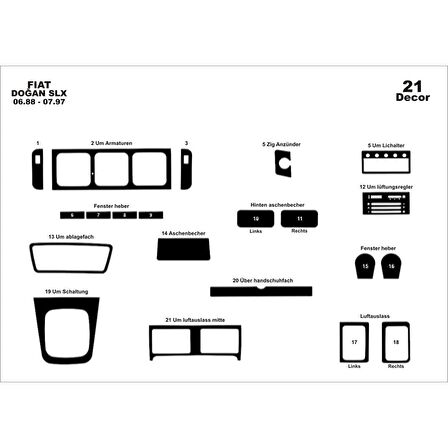 Meriç® Fiat Doğan Slx Ön Torpido Kaplama 21 Parça 1988-1997