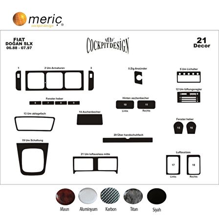 Meriç® Fiat Doğan Slx Ön Torpido Kaplama 21 Parça 1988-1997