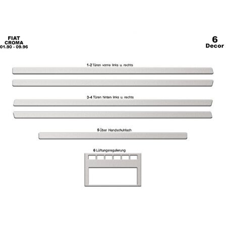 Meriç® Fiat Croma Ön Torpido Kaplama 6 Parça 1990-1996
