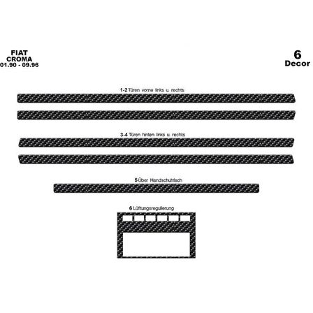 Meriç® Fiat Croma Ön Torpido Kaplama 6 Parça 1990-1996