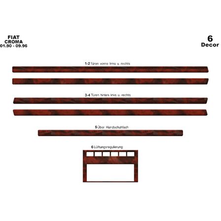 Meriç® Fiat Croma Ön Torpido Kaplama 6 Parça 1990-1996