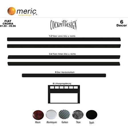 Meriç® Fiat Croma Ön Torpido Kaplama 6 Parça 1990-1996