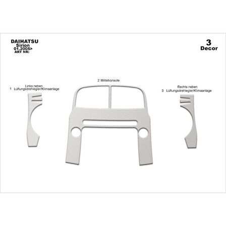 Meriç® Daihatsu Sirion Ön Torpido Kaplama 3 Parça 2005-›