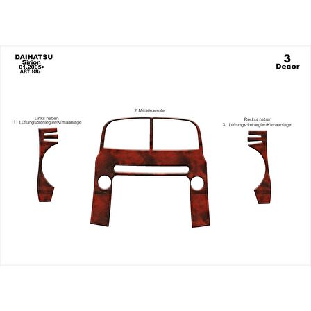 Meriç® Daihatsu Sirion Ön Torpido Kaplama 3 Parça 2005-›