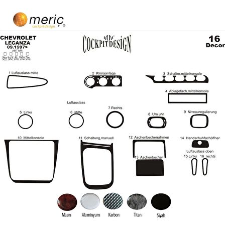 Meriç® Daewoo Leganza Ön Torpido Kaplama 16 Parça 1997-2006
