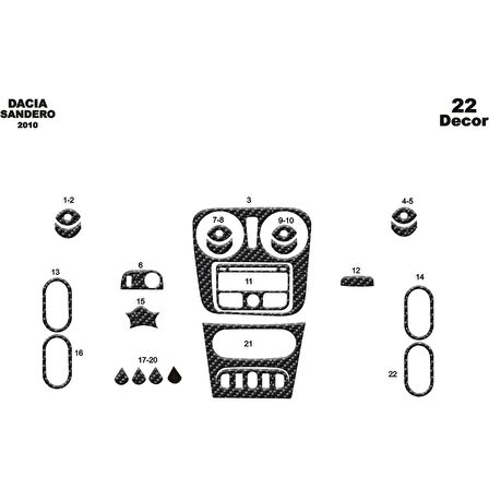 Meriç® Dacia Sandero Ön Torpido Kaplama 22 Parça 2010-›