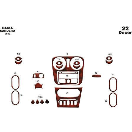 Meriç® Dacia Sandero Ön Torpido Kaplama 22 Parça 2010-›