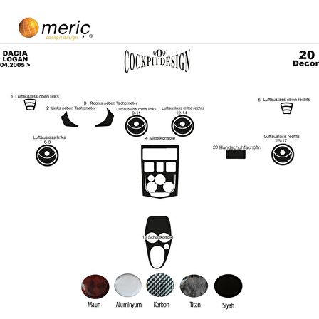 Meriç® Dacia Logan Ön Torpido Kaplama 20 Parça 2005-2009