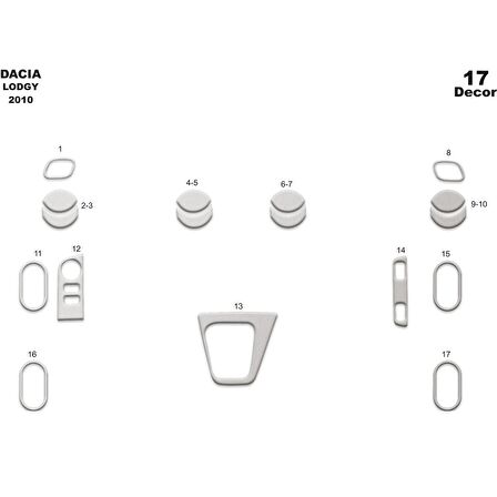 Meriç® Dacia Lodgy Ön Torpido Kaplama 17 Parça 2010-›