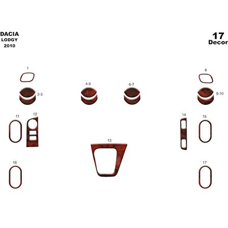 Meriç® Dacia Lodgy Ön Torpido Kaplama 17 Parça 2010-›