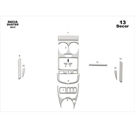 Meriç® Dacia Duster Ön Torpido Kaplama 13 Parça 2013-2016