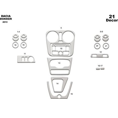 Meriç® Dacia Dokker Ön Torpido Kaplama 21 Parça 2013-›