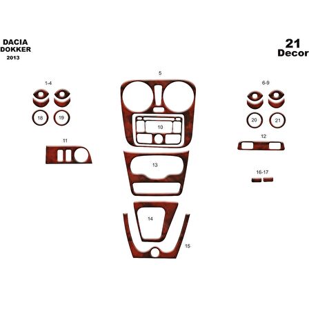 Meriç® Dacia Dokker Ön Torpido Kaplama 21 Parça 2013-›