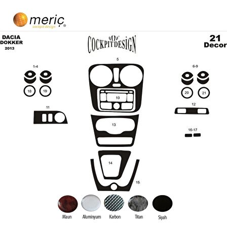 Meriç® Dacia Dokker Ön Torpido Kaplama 21 Parça 2013-›