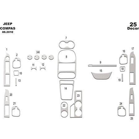 Meriç® Chrysler Compass Ön Torpido Kaplama 25 Parça 2010-2012