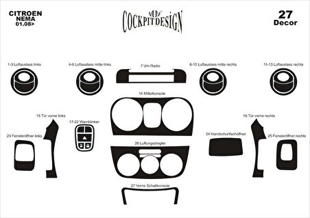 Meriç® Citroen Nemo/Bipper/Fiorino Ön Torpido Kaplama 27 P 2008-›