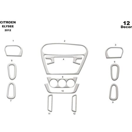 Meriç® Citroen Elysee Ön Torpido Kaplama 12 Parça 2012-›