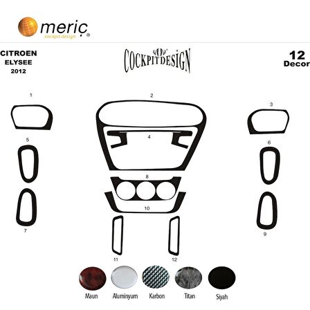 Meriç® Citroen Elysee Ön Torpido Kaplama 12 Parça 2012-›