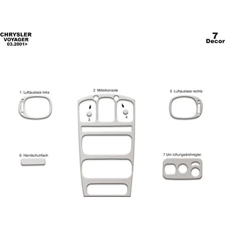 Meriç® Chrysler Voyager Ön Torpido Kaplama 7 Parça 2001-2007