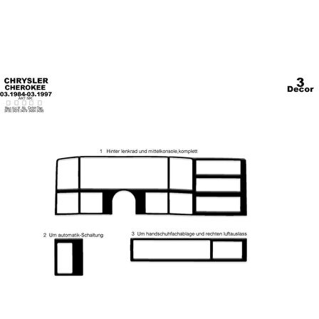 Meriç® Chrysler Cherokee Ön Torpido Kaplama 3 Parça 1984-1997