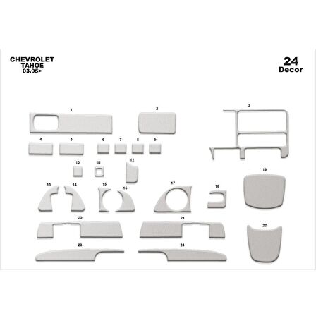 Meriç® Chevrolet Tahoe Ön Torpido Kaplama 24 Parça 1995-1999