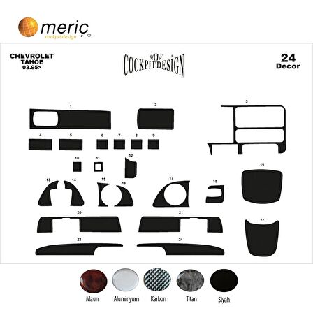 Meriç® Chevrolet Tahoe Ön Torpido Kaplama 24 Parça 1995-1999