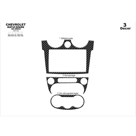 Meriç® Chevrolet Matiz Spark Ön Torpido Kaplama 3 Parça 2005-2009