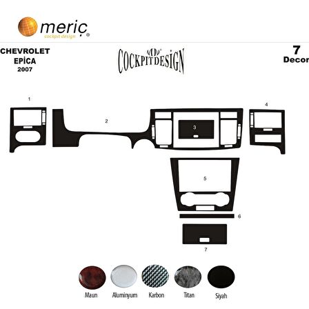 Meriç® Chevrolet Epica Ön Torpido Kaplama 7 Parça 2007-2013
