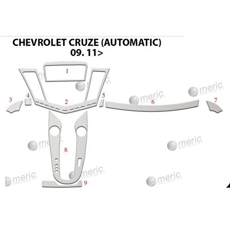 Meriç® Chevrolet Cruze Ön Torpido Kaplama (Otm) 9 Parça 2011-2016