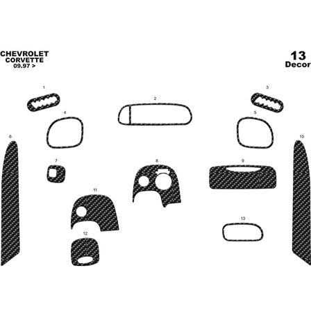 Meriç® Chevrolet Corvette Ön Torpido Kaplama 13 Parça 1997-2005