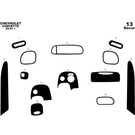 Meriç® Chevrolet Corvette Ön Torpido Kaplama 13 Parça 1997-2005