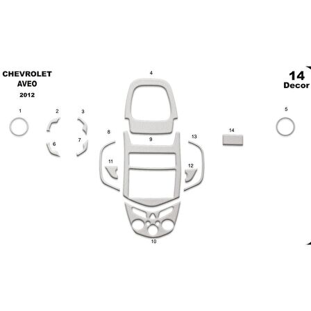 Meriç® Chevrolet Aveo Ön Torpido Kaplama 14 Parça 2012-›
