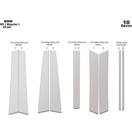 Meriç® Bmw X5 Kapı Kaplama 10 Parça 2000-2006