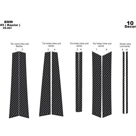 Meriç® Bmw X5 Kapı Kaplama 10 Parça 2000-2006