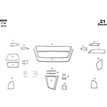 Meriç® Bmw F30 Ön Torpido Kaplama 21 Parça 2013-›