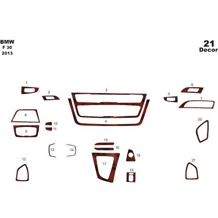 Meriç® Bmw F30 Ön Torpido Kaplama 21 Parça 2013-›