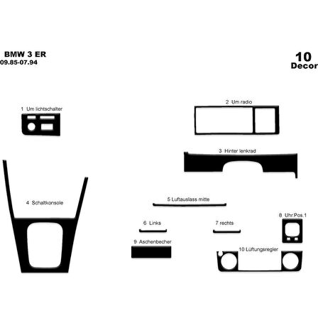 Meriç® Bmw 3 E30 Ön Torpido Kaplama 10 Parça 1985-1994