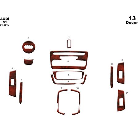 Meriç® Audi A1 Ön Torpido Kaplama 13 Parça 2012-›