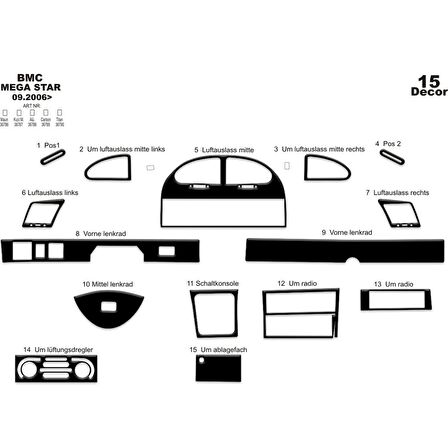 Meriç® Bmc Mega Star Ön Torpido Kaplama 15 Parça 2006-›