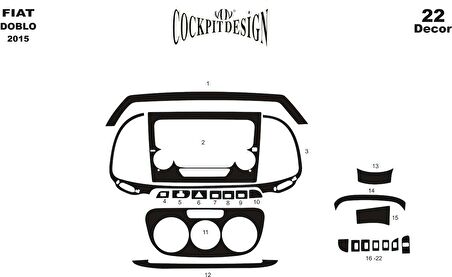 Meriç® Fiat Doblo Ön Torpido Kaplama 22 Parça 2015-›