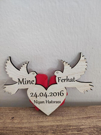 20 Adet Ahşap Kanarya Söz, Nikah, Nişan, Kına, Düğün Magneti, Hediyelik Magnet