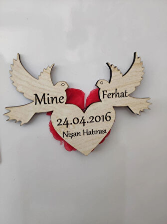 20 Adet Ahşap Kanarya Söz, Nikah, Nişan, Kına, Düğün Magneti, Hediyelik Magnet