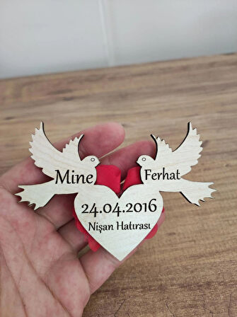 20 Adet Ahşap Kanarya Söz, Nikah, Nişan, Kına, Düğün Magneti, Hediyelik Magnet