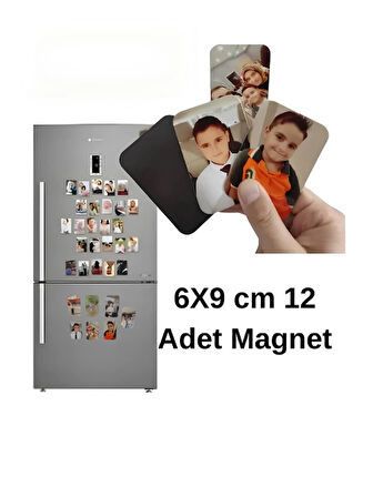 12 Adet 6x9 cm Kişiye Özel Resimli Buzdolabı Magneti