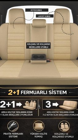Galaxy MERCEDES 180 AMG  SEDAN 2017 Uyumlu Şahika Serisi Oto Koltuk Kılıfı Fermuarlı