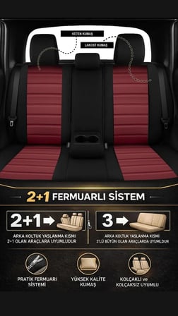Galaxy DACIA SANDERO HACHBACK 2013-2017 Uyumlu Şahika Serisi Oto Koltuk Kılıfı Fermuarlı