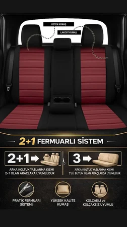 Galaxy WOLKSWAGEN CC SEDAN 2011-2014 Uyumlu Şahika Serisi Oto Koltuk Kılıfı Fermuarlı