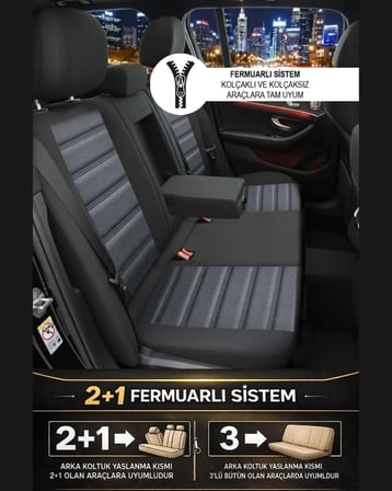 Galaxy SKODA SUPER-B ELEGANS SEDAN 2015 Uyumlu Şahika Serisi Oto Koltuk Kılıfı Fermuarlı