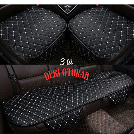 SEAT STATION Uyumlu Şark Serisi 3 Parça Deri Cepli Oto Minder seti