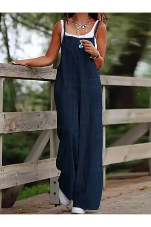Askılı Yandan Fermuarlı Geniş Paça Tulum